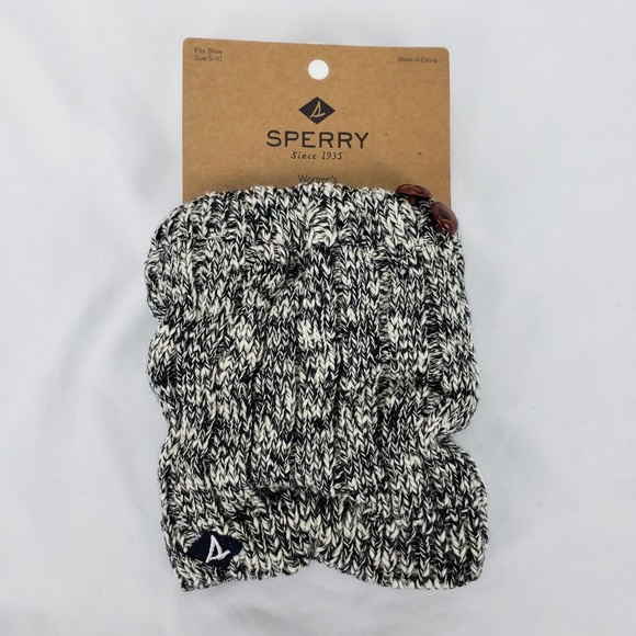 Sperry Boot Topper Knit Black White OS - Picture 2 of 3